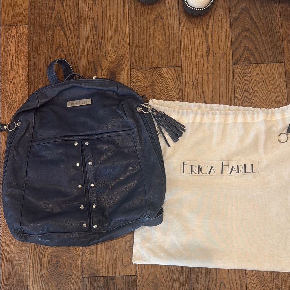 Erica Harel Handmade Navy Leather Backpack